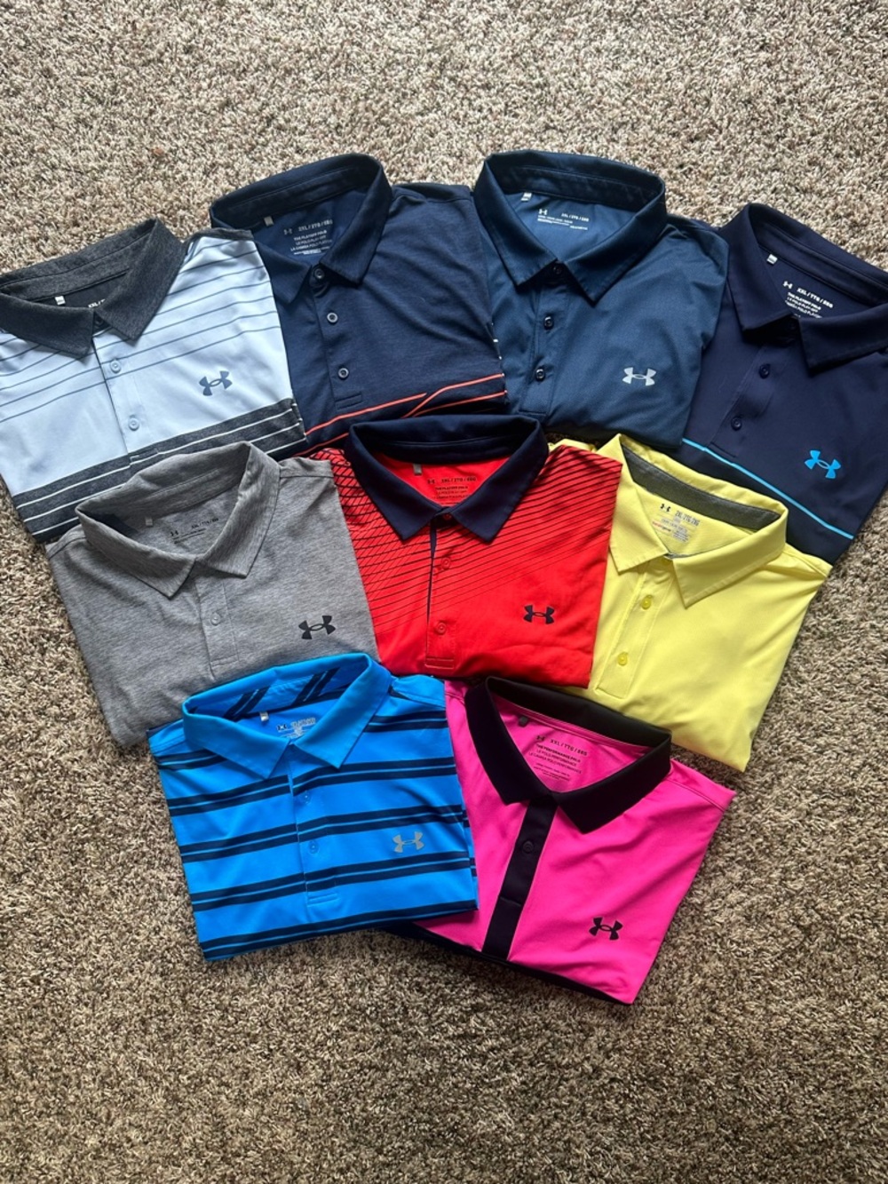 Bundle 9 *UNDER ARMOUR Heat Gear Loose* wicking casual golf ⛳️ polo shirts - XXL
